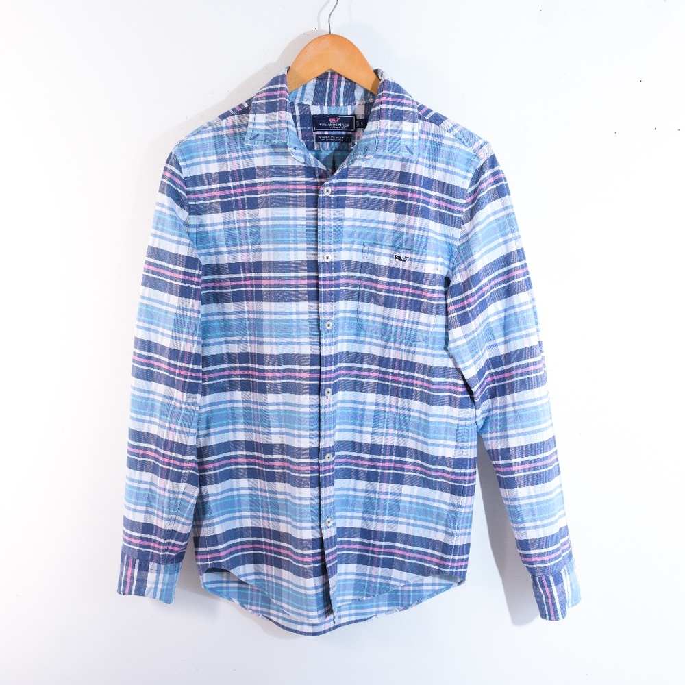 Vineyard Vines Men’s Madras Plaid Tucker Long Sleeve Button Up Shirt Small